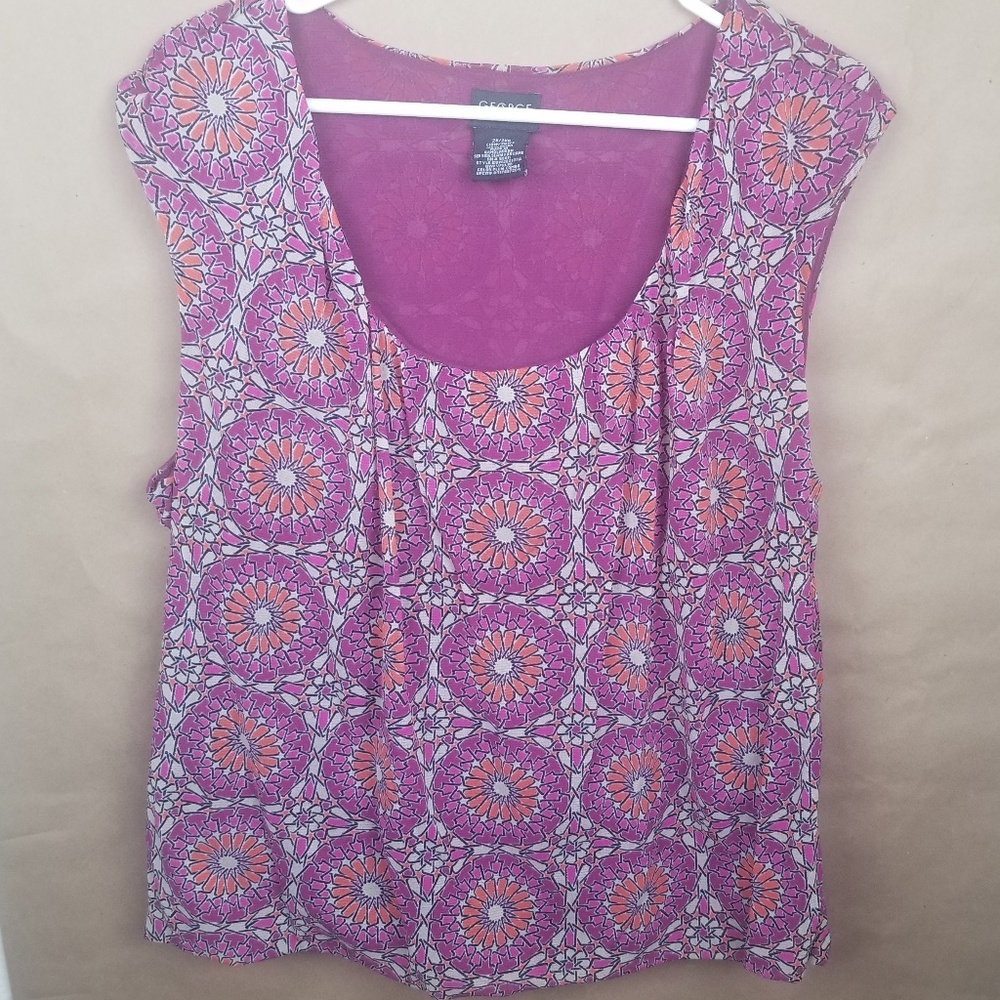 Fuchsia Orange Sleeveless Lined Top 18W 20W